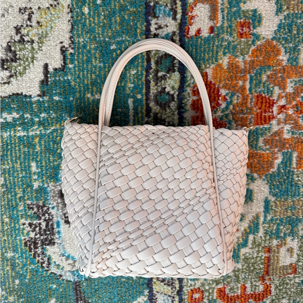 Anthropologie Hollace Cream Woven Mini Tote